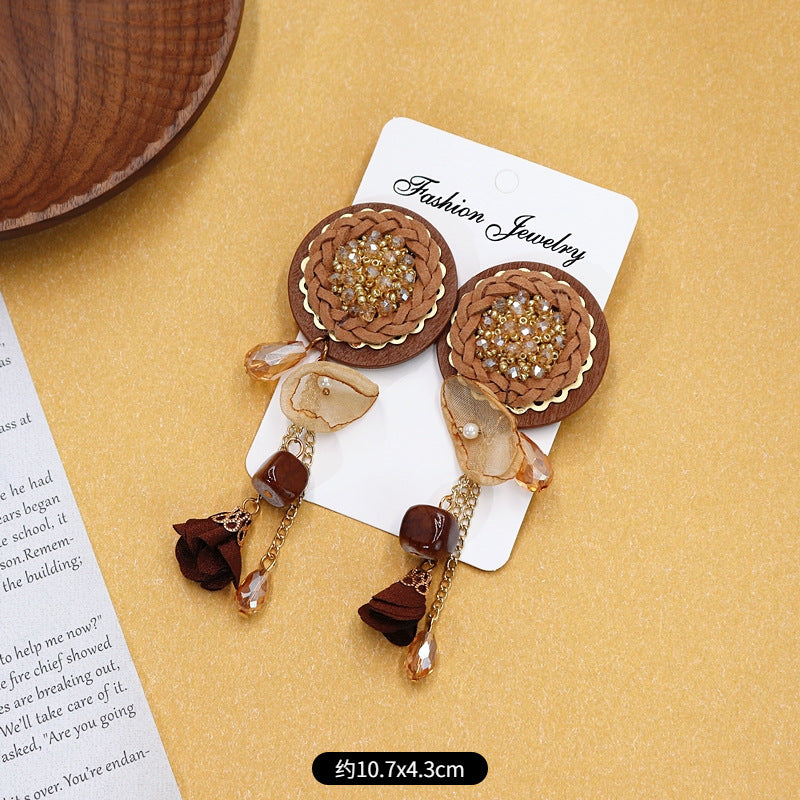 Long drop vintage tassel earrings close-up image 2