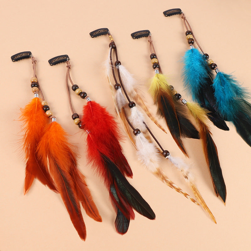 Trendy feather and tassel hair accessory - image 9
