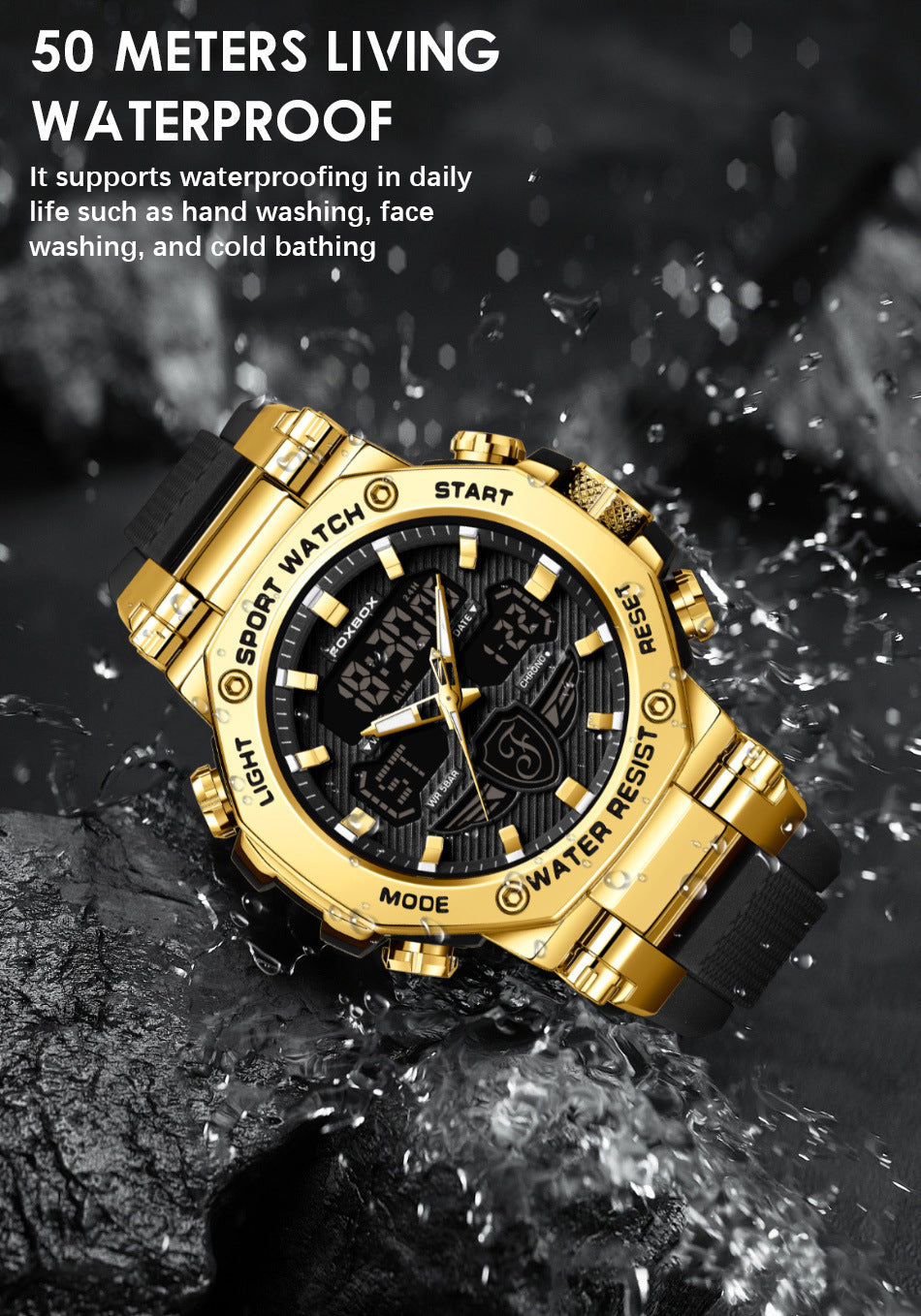 Multi-function sports watch display close-up
