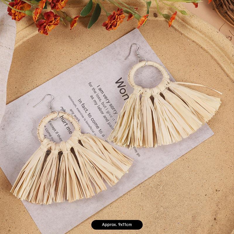 Handcrafted rattan earrings for stylish women