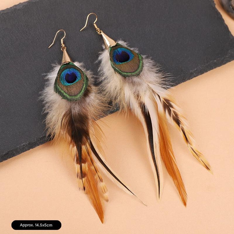 Multi-color feather earrings in bright hues