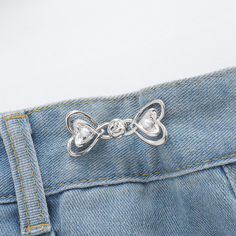 Adjustable no-sew metal waist button