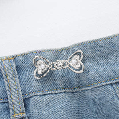 Adjustable no-sew metal waist button