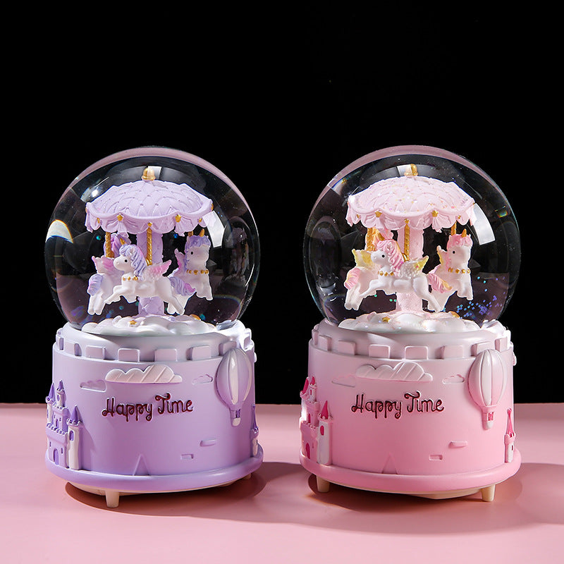 artistic carousel music box with globe