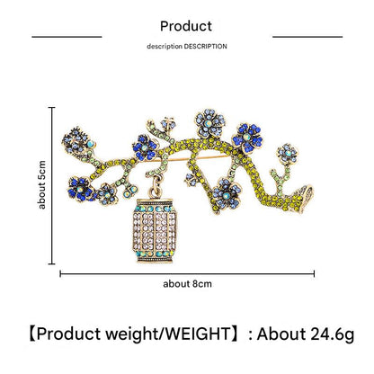 Rhinestone floral pin on fashion model