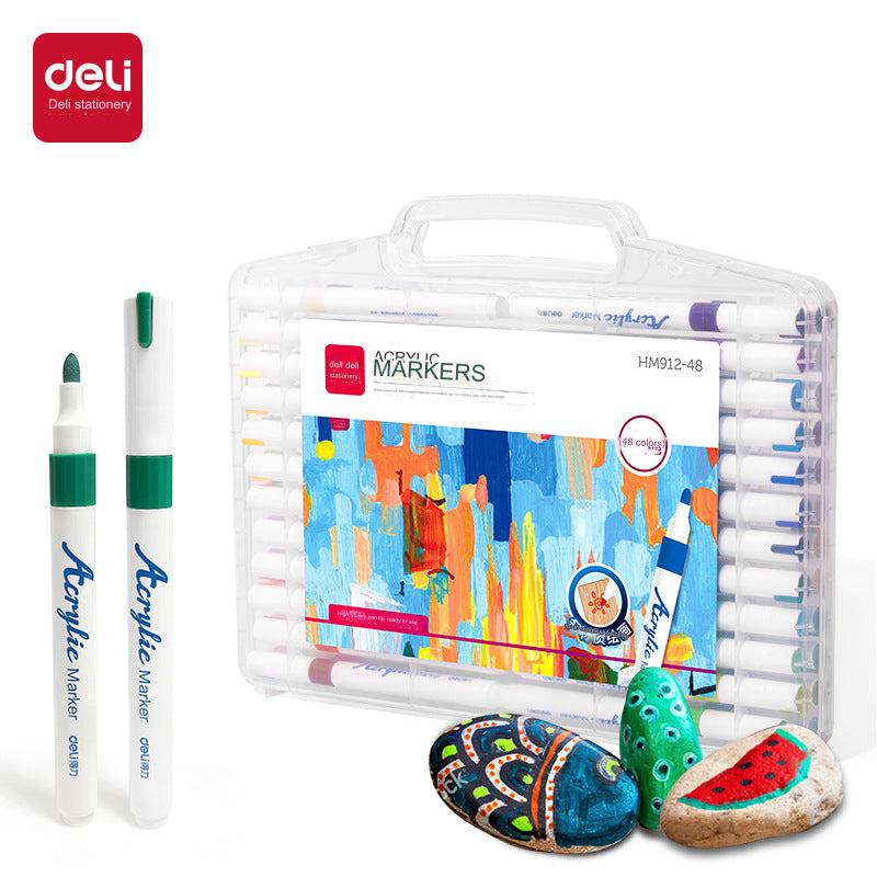 Vibrant Acrylic Markers Set - Water-Based, Quick-Drying, Non-Toxic Markers for Kids & Adults - Perfect for Art Projects, Crafting, and Coloring - 12 to 48 Colors
