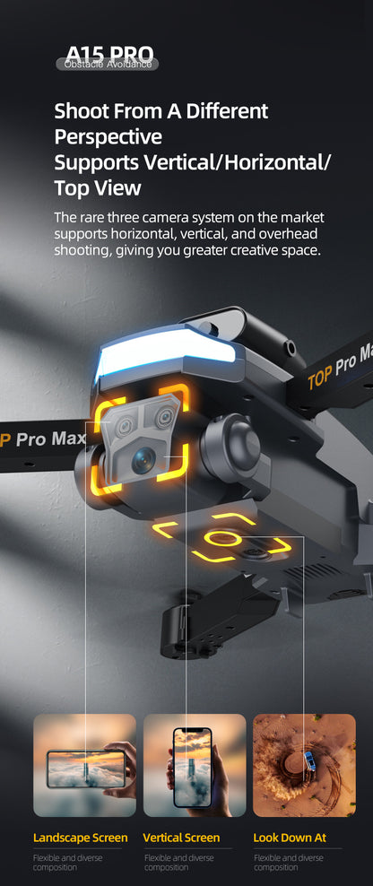 A15 drone with HD camera in flight