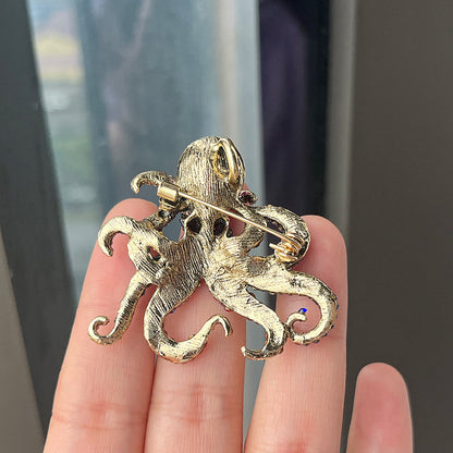 Rhinestone octopus brooch with shine