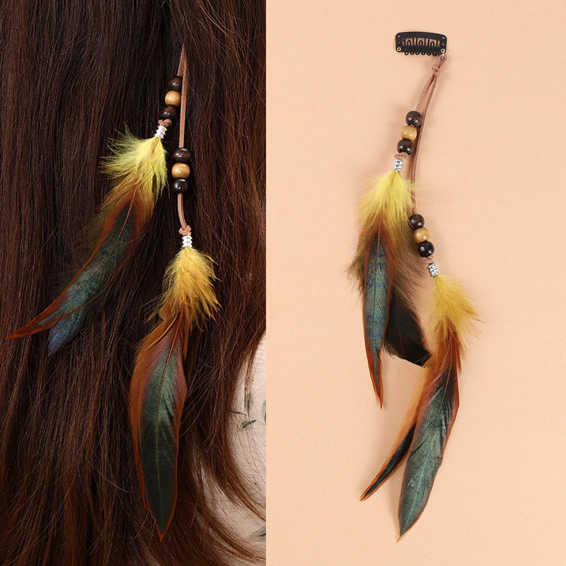 Handmade feather hair clip close-up - image 3