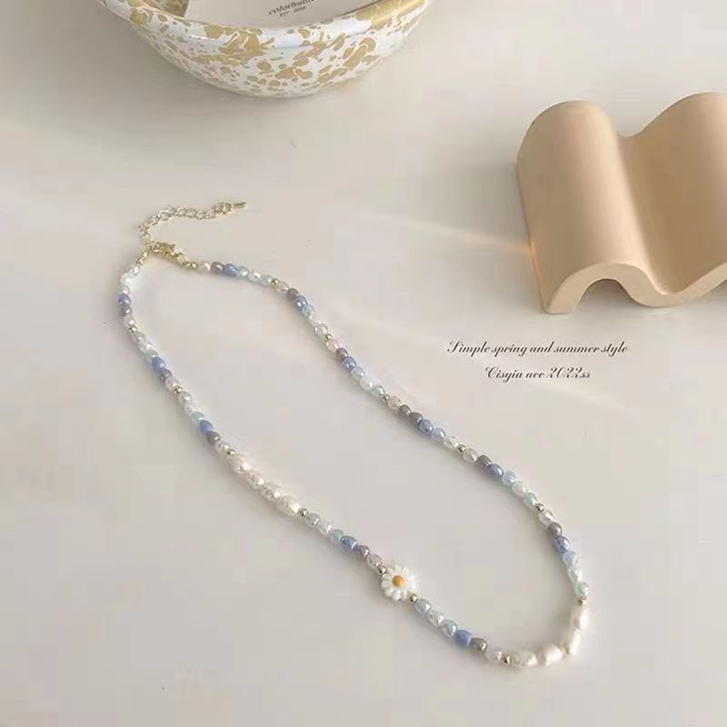 Pearl Flower Necklace with Colorful Accents - Image 5