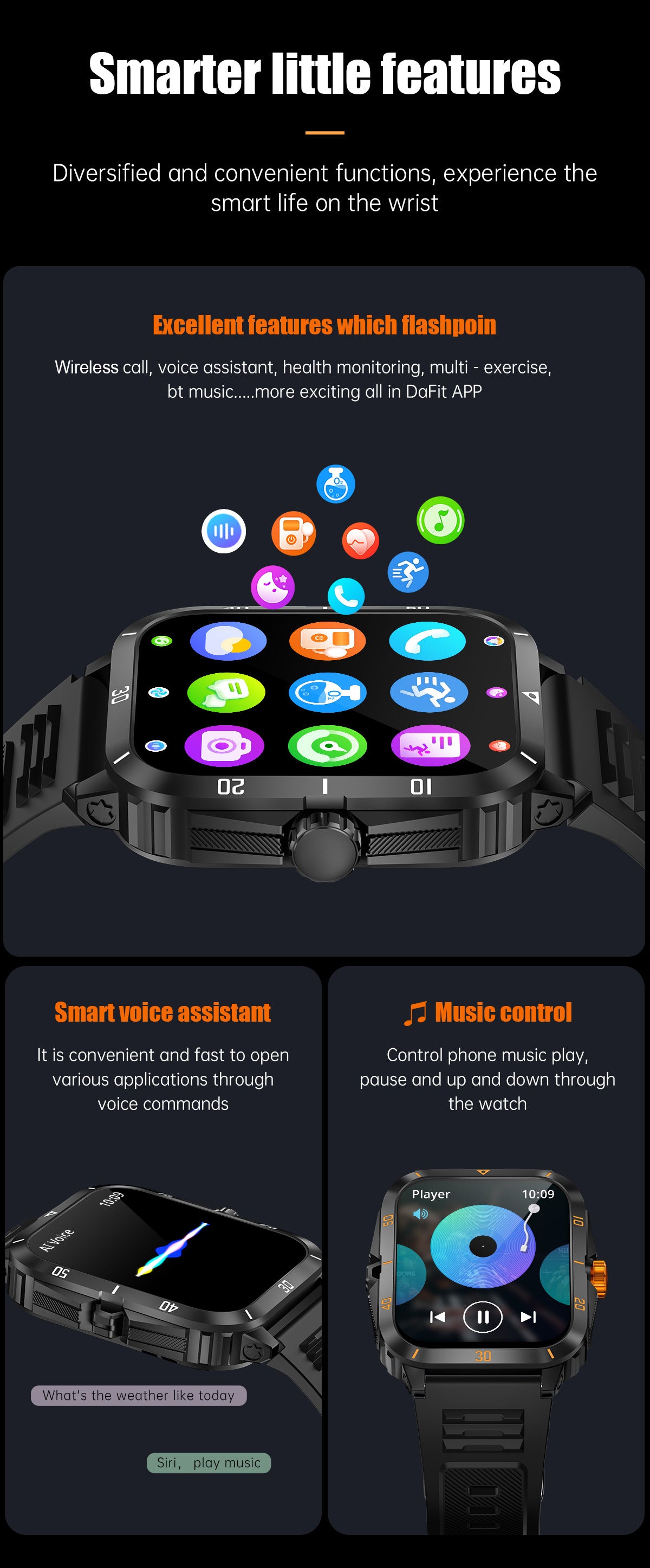 Stylish smartwatch with silicone band