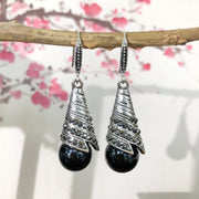 Flowing Pattern Agate Bead (Black)