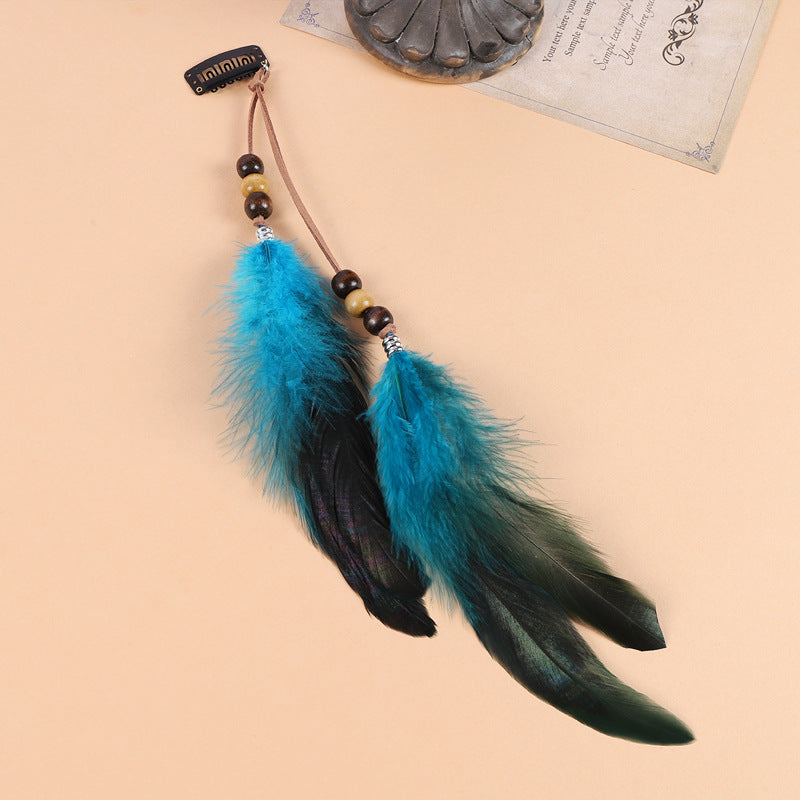 Trendy feather and tassel hair accessory - image 9
