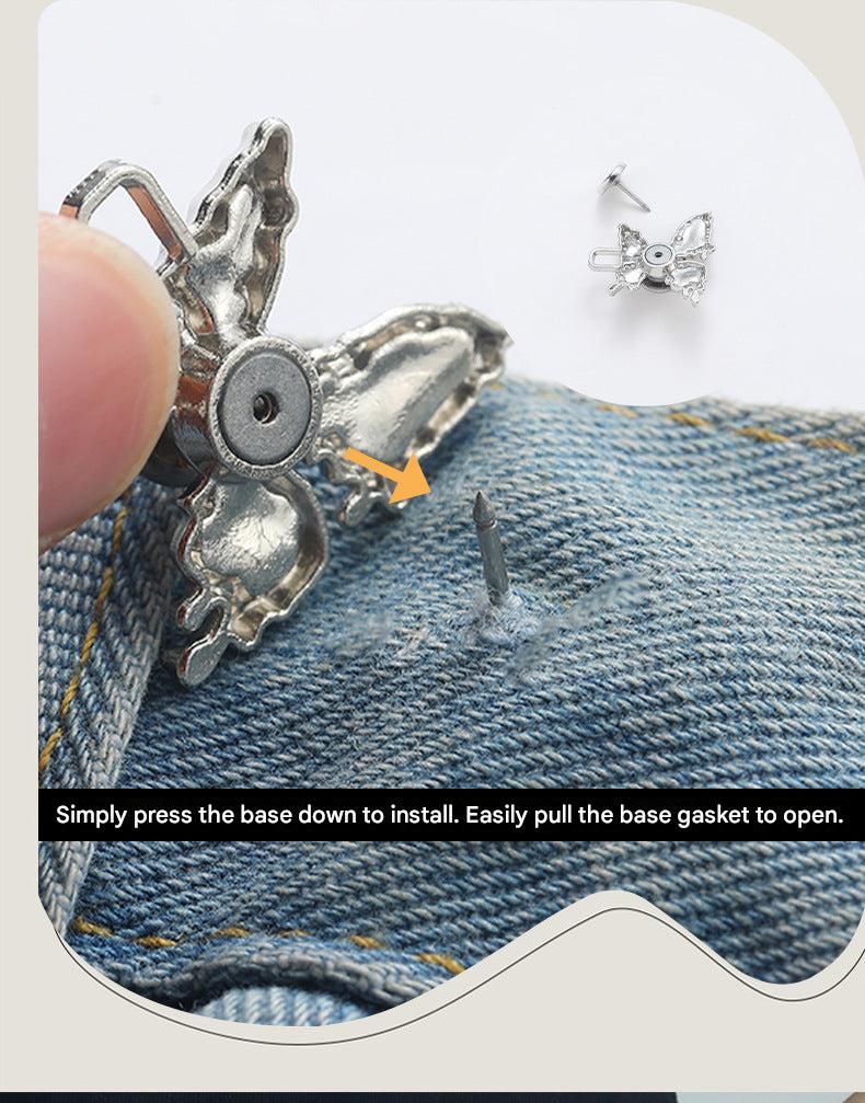 Adjustable Waist Butterfly Buckle with Rhinestones - Side View