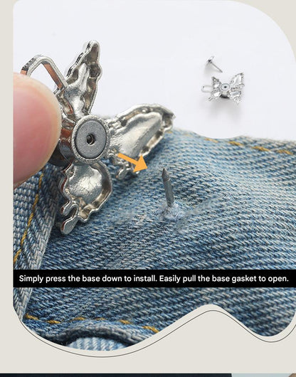 Adjustable Waist Butterfly Buckle with Rhinestones - Side View