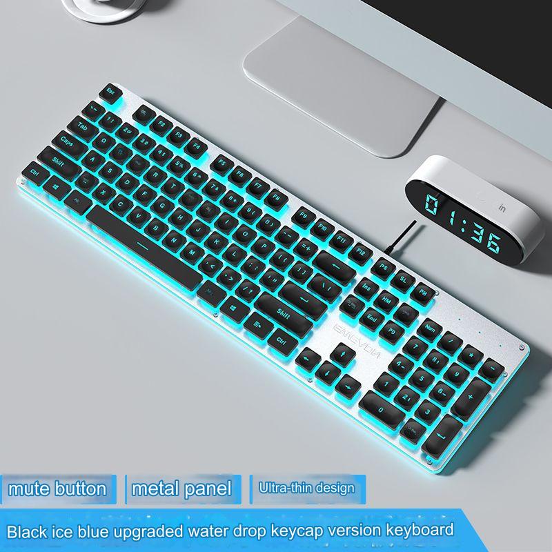 EWEADN GX710 Silent Mechanical Keyboard & Mouse Set - Wired Gaming & Office Combo with RGB Backlight