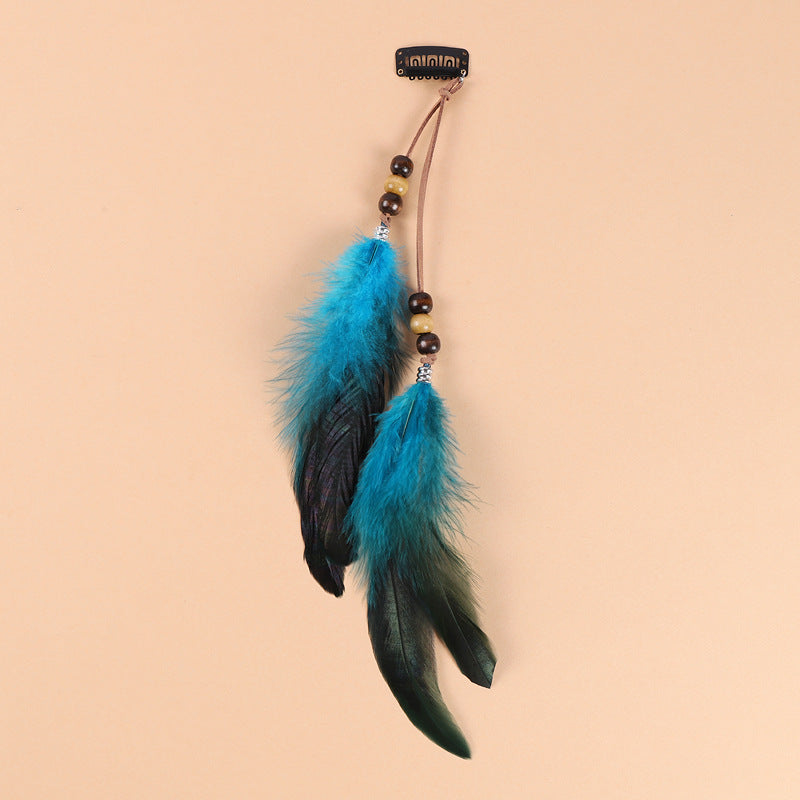Trendy feather and tassel hair accessory - image 9