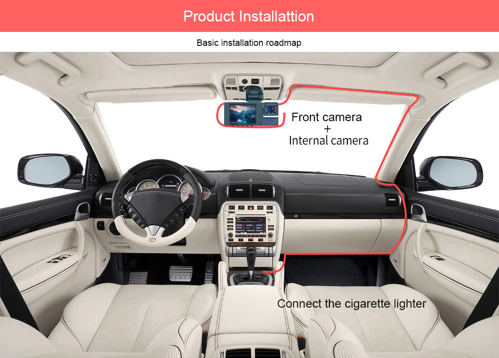 Compact 2 Inch Display of Dash Cam