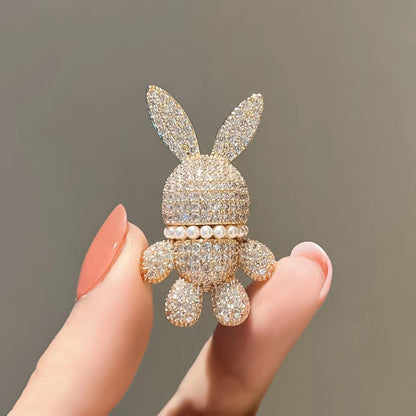 3D bunny brooch with sparkling crystals