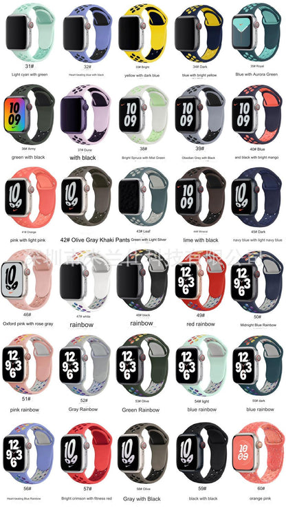 Dual Color Silicone Sport Band for Apple Watch Series 6, 7, 8, SE and Ultra - Comfortable & Durable