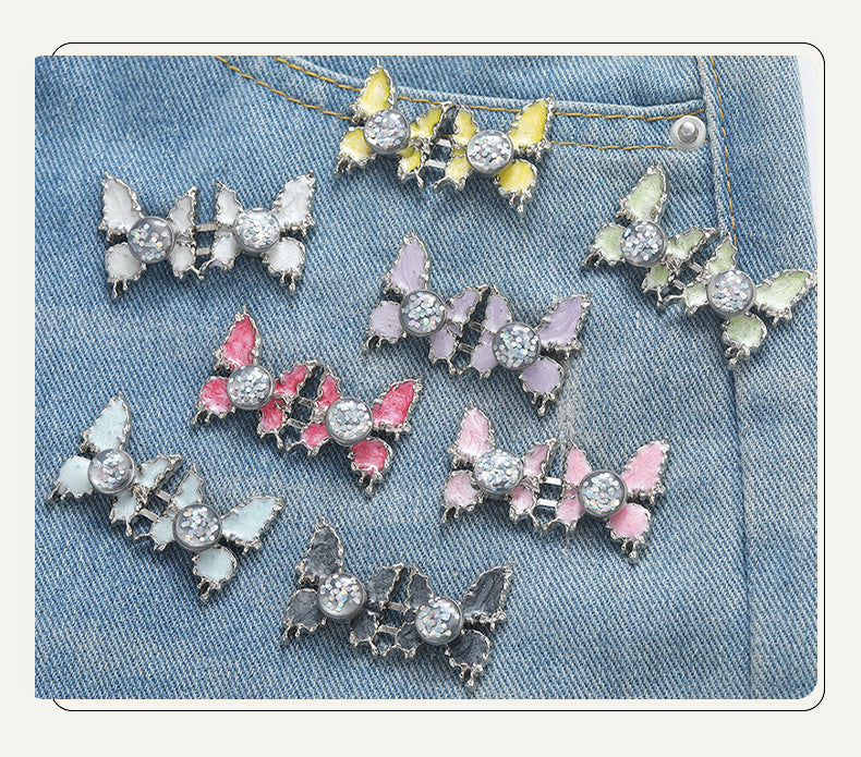 Adjustable Waist Butterfly Buckle with Rhinestones - Back View