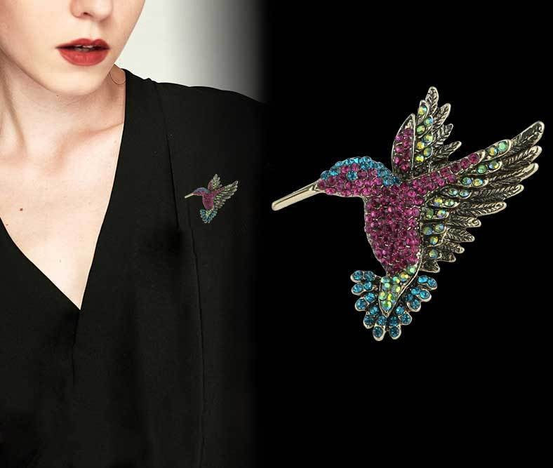 Owl motif pin brooch