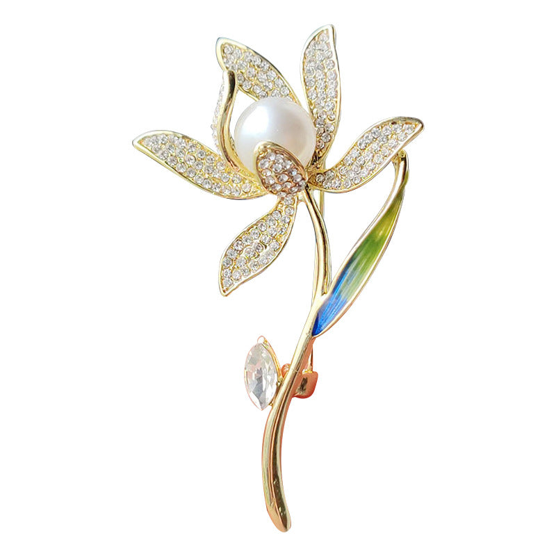 Close up of colorful floral brooch - image 3