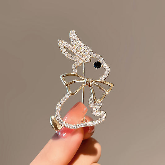 Anime Style Rhinestone Bunny Brooch Image 1