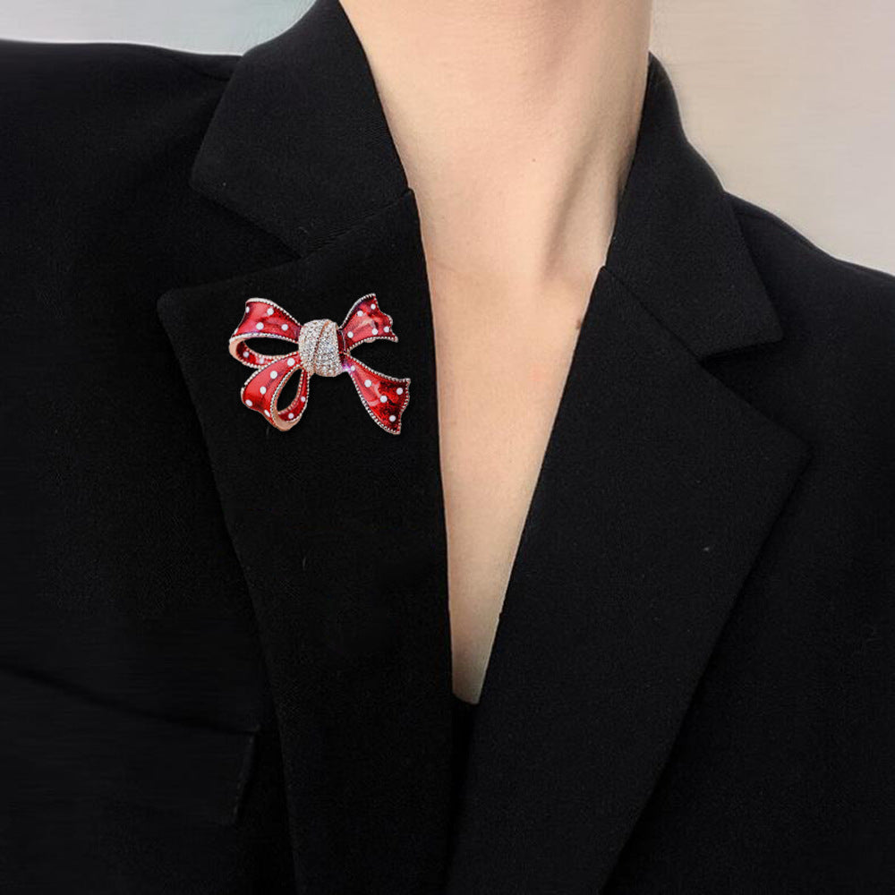 Chic Pink Bow Brooch with Rhinestones Image 1