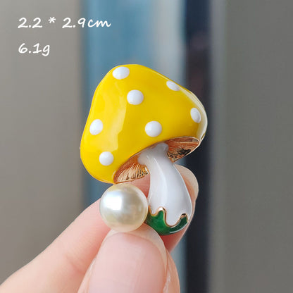 Colorful Mushroom Brooch close-up image 2