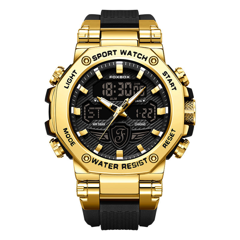 Sporty design waterproof watch in black
