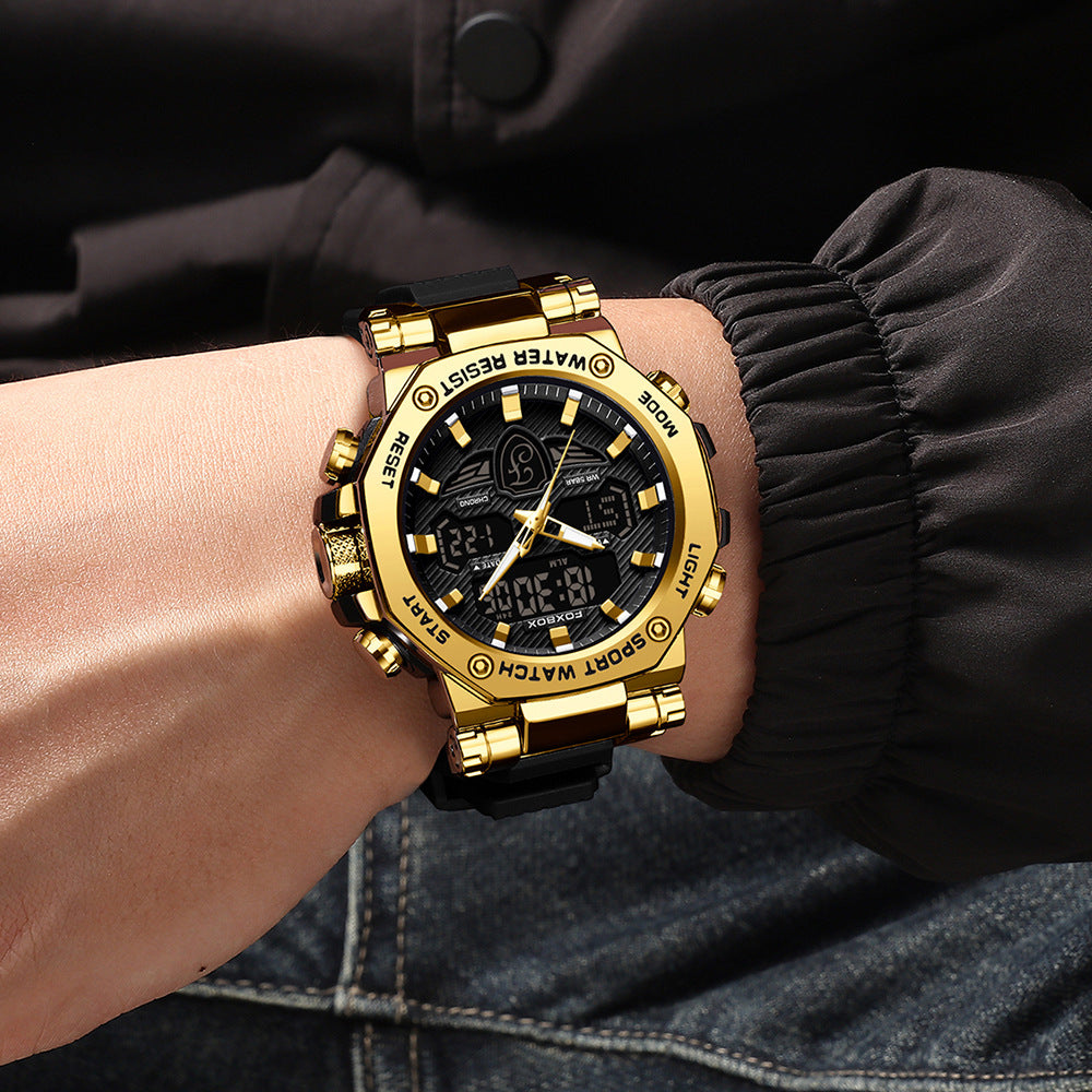 Zinc alloy case digital watch on wrist