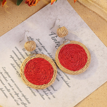 Bohemian vintage woven rattan earrings design 1