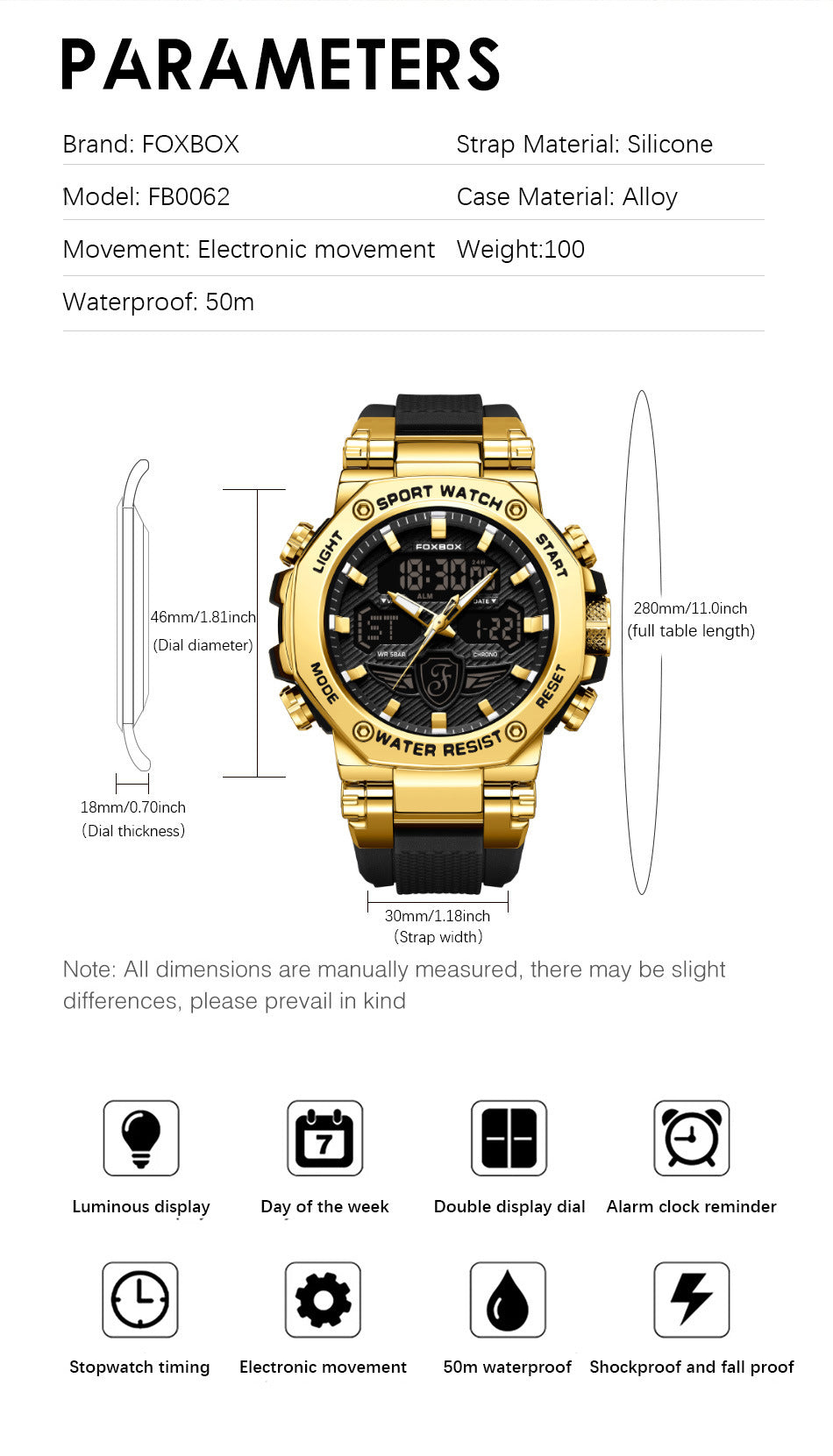 Multi-function sports watch display close-up