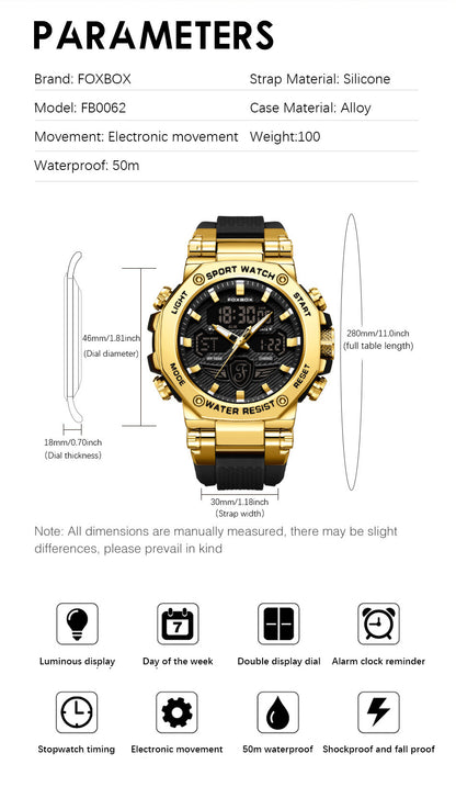 Multi-function sports watch display close-up