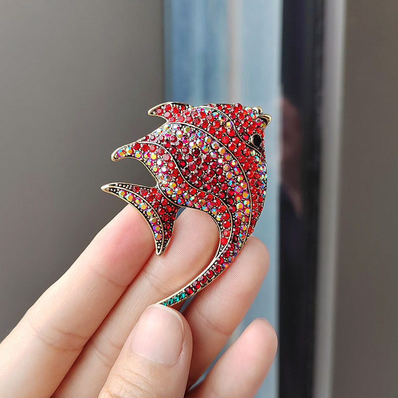 Tropical Fish Brooch on Clothing