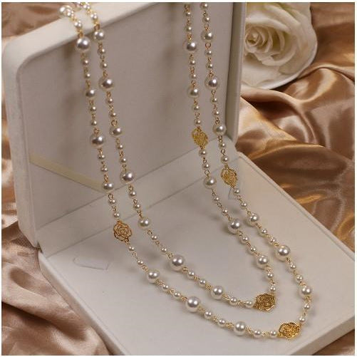 Vintage inspired pearl necklace with multi-strands