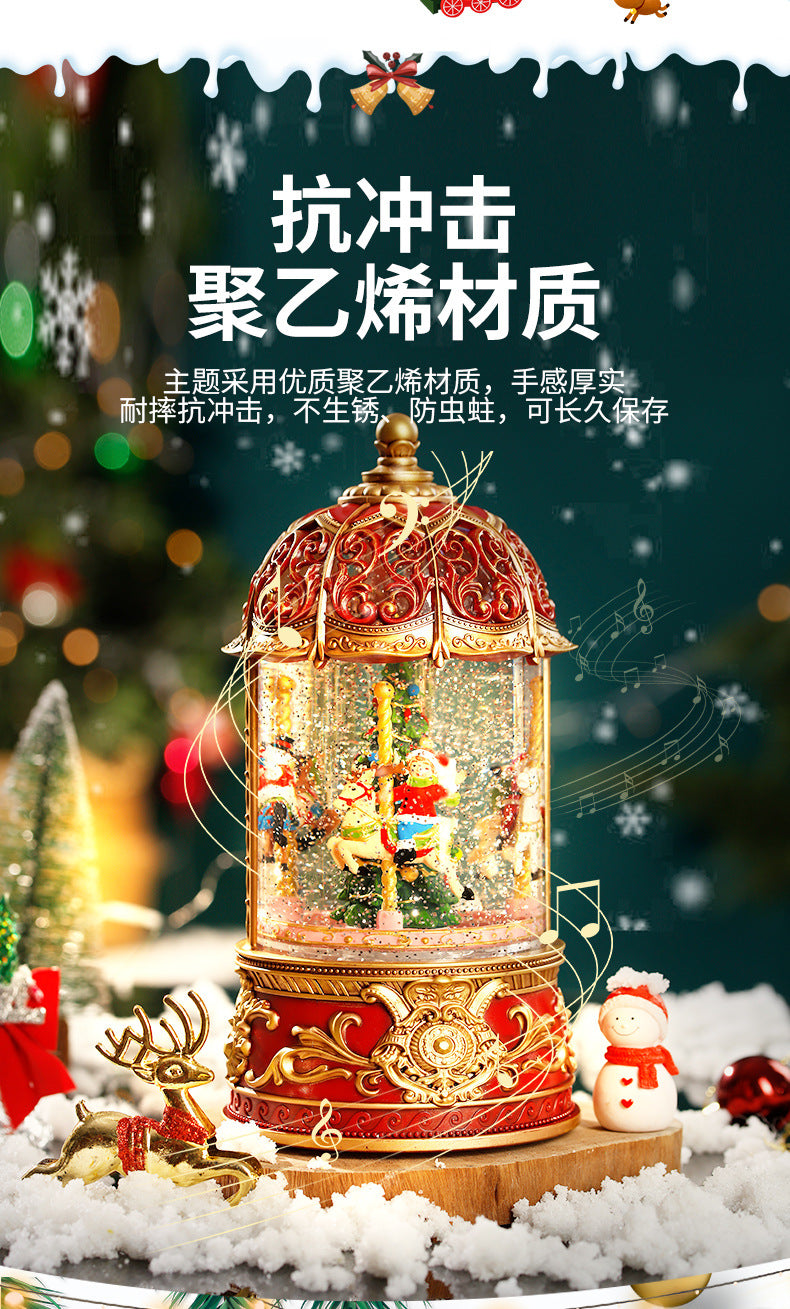 festive musical carousel with rotating santa figure