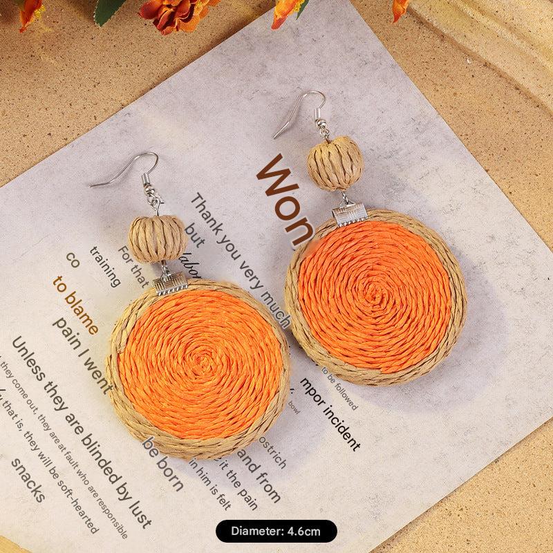 Bohemian vintage woven rattan earrings design 1