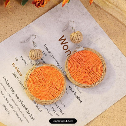 Bohemian vintage woven rattan earrings design 1