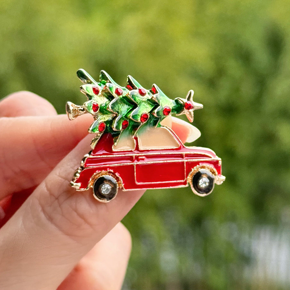 Chic Christmas Tree Brooch on display