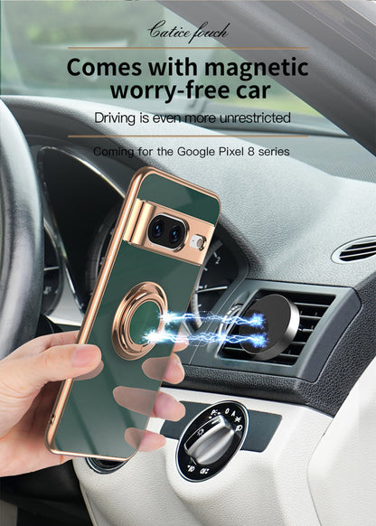 Premium Electroplated TPU Case for Google Pixel 8/8A/9 - Stylish & Durable Protection with Kickstand and Magnetic Car Mount Compatibility