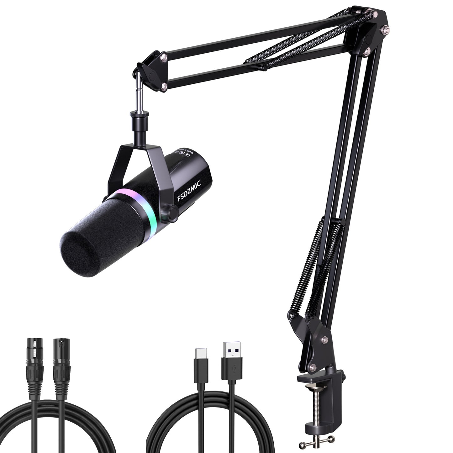 multicolor gaming microphone over dark background