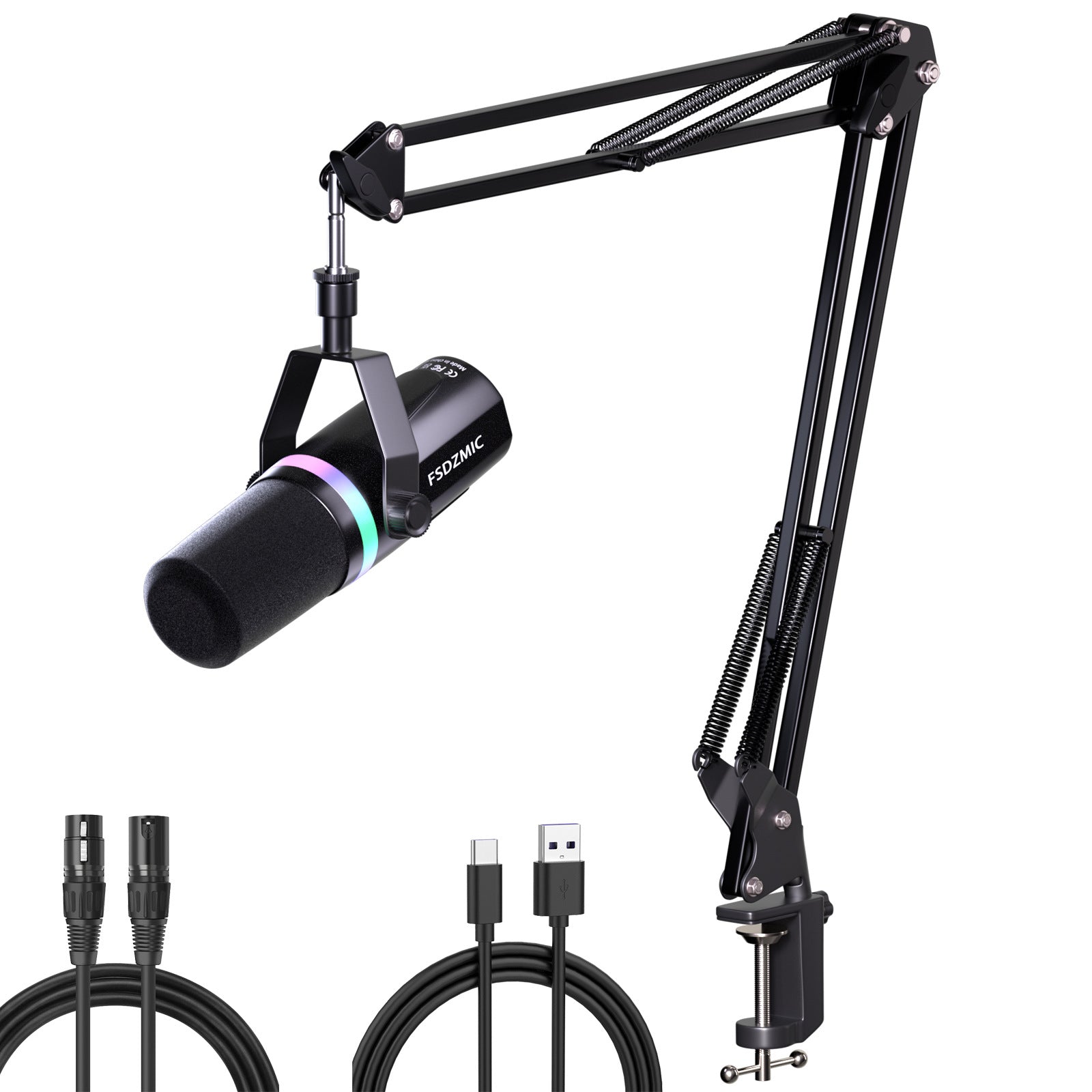 multicolor gaming microphone over dark background