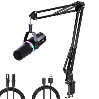 multicolor gaming microphone over dark background