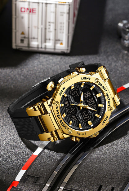 Silicone strap waterproof watch side view