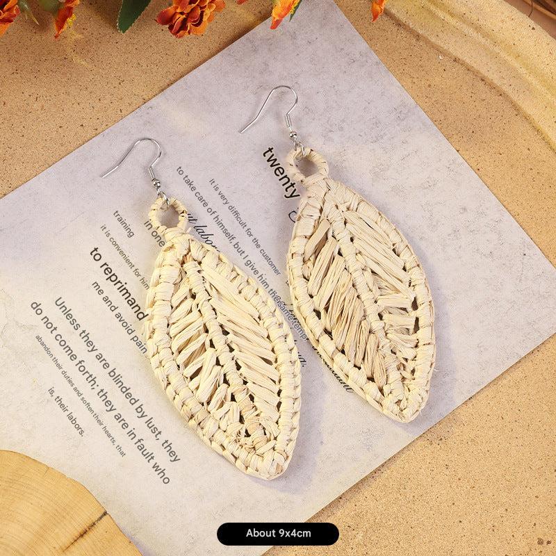 Bohemian vintage woven rattan earrings design 1