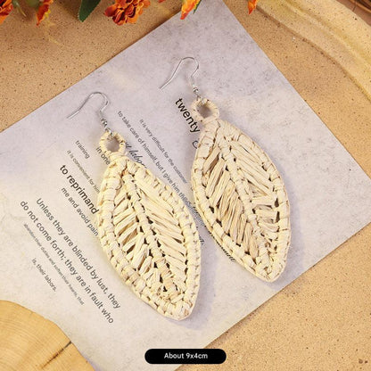 Bohemian vintage woven rattan earrings design 1