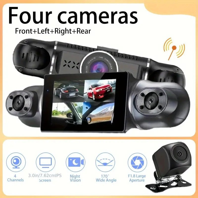 Yuecai 4-channel dash cam on road