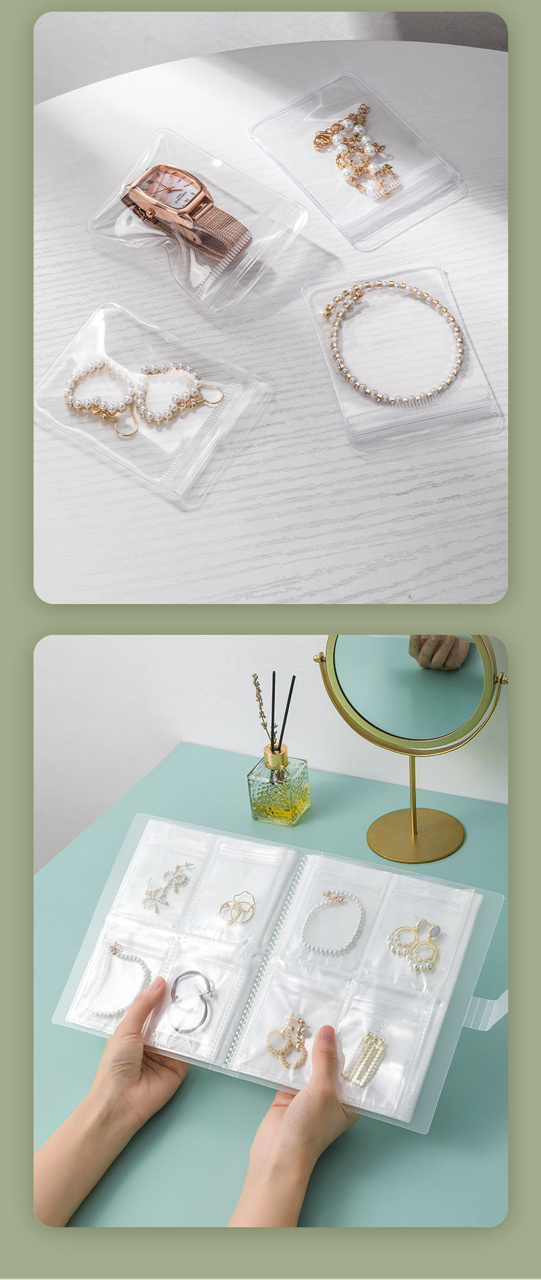 Clear jewelry storage pouches